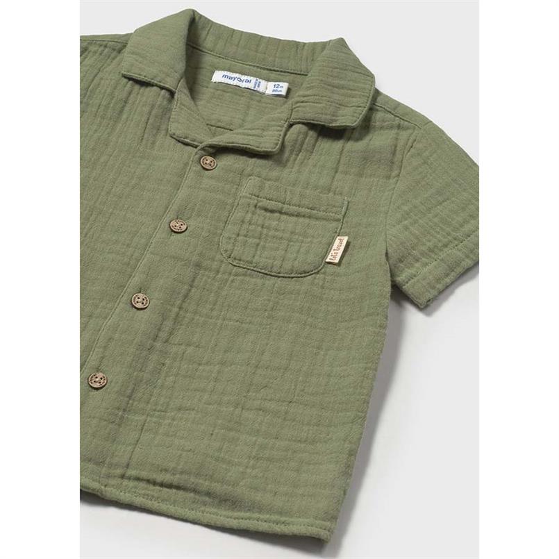 MAYORAL: BOYS S/S OLIVE GREEN MUSLIN SHORT SET