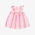MAYORAL: BABY GIRLS PINK STRIPE COTTON LINEN DRESS