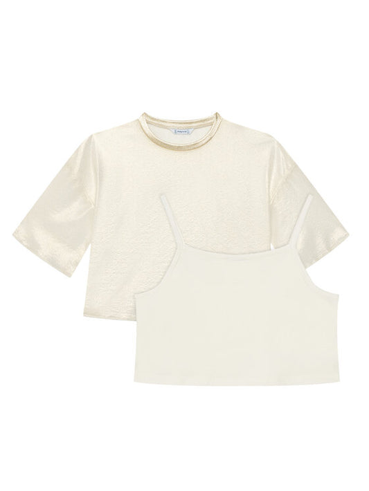 MAYORAL: GOLD SHIMMER TOP WITH CAMI SET