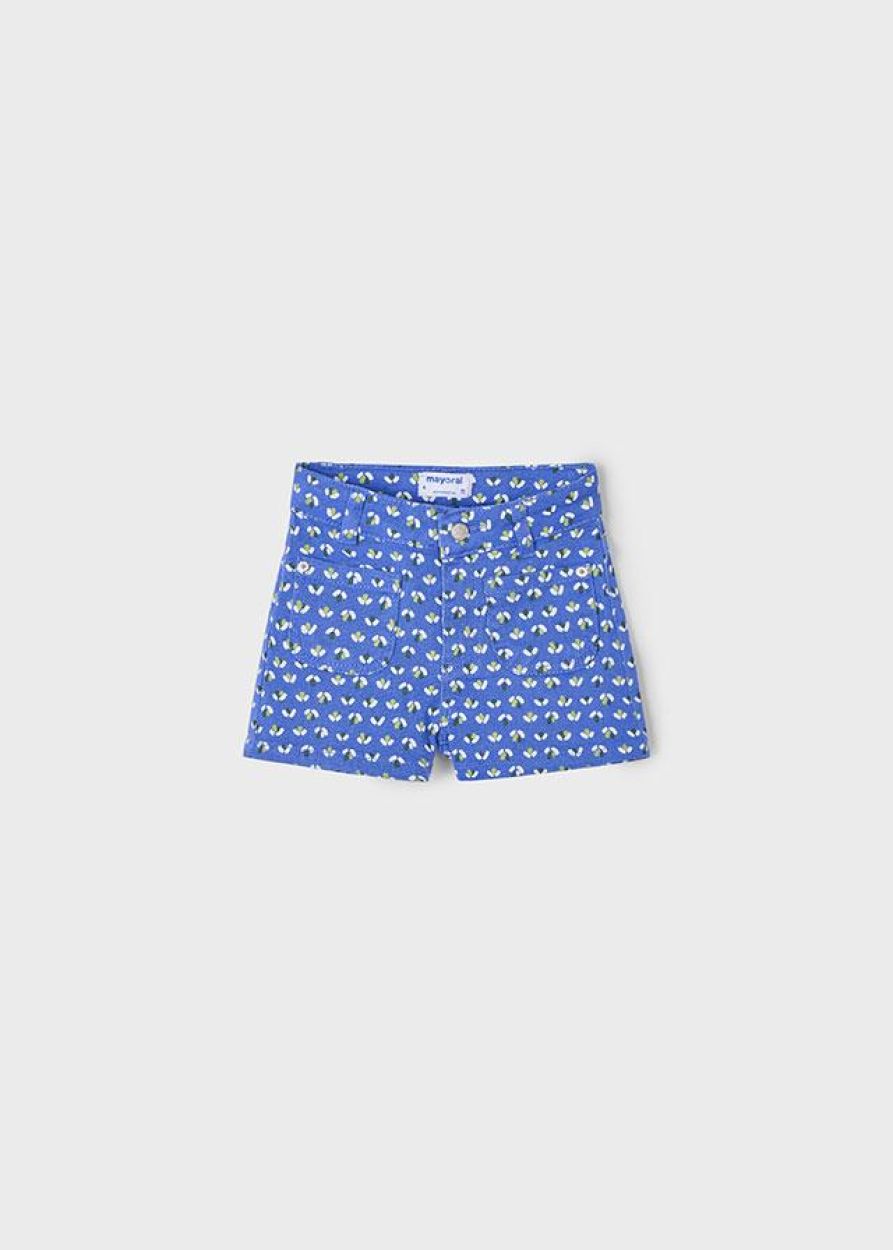 MAYORAL: GIRLS BLUE PATTERNED SHORTS