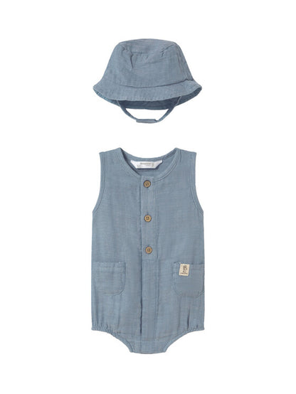 MAYORAL: BOYS ROMPER W/BUCKET HAT