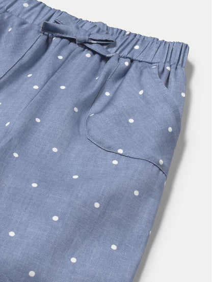 MAYORAL: GIRLS DENIM POLKA DOT PANTS