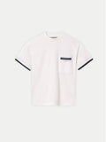 MAYORAL: BOYS WHITE T-SHIRT WITH NAVY TRIM