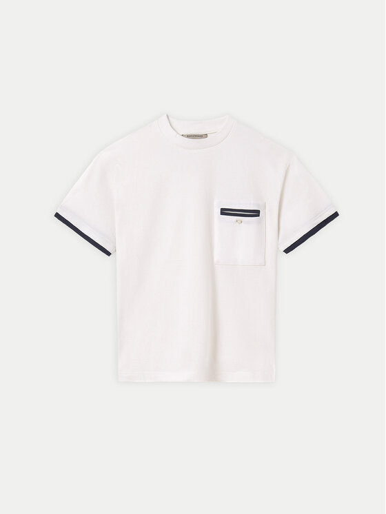 MAYORAL: BOYS WHITE T-SHIRT WITH NAVY TRIM