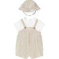 MAYORAL: INFANT BOYS STRIPED TAN ROMPER W/HAT