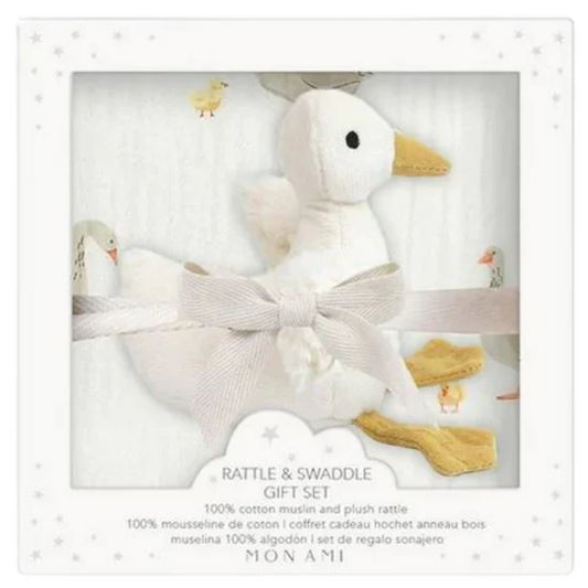 MONAMI : RATTLE AND SWADDLE GIFT SET