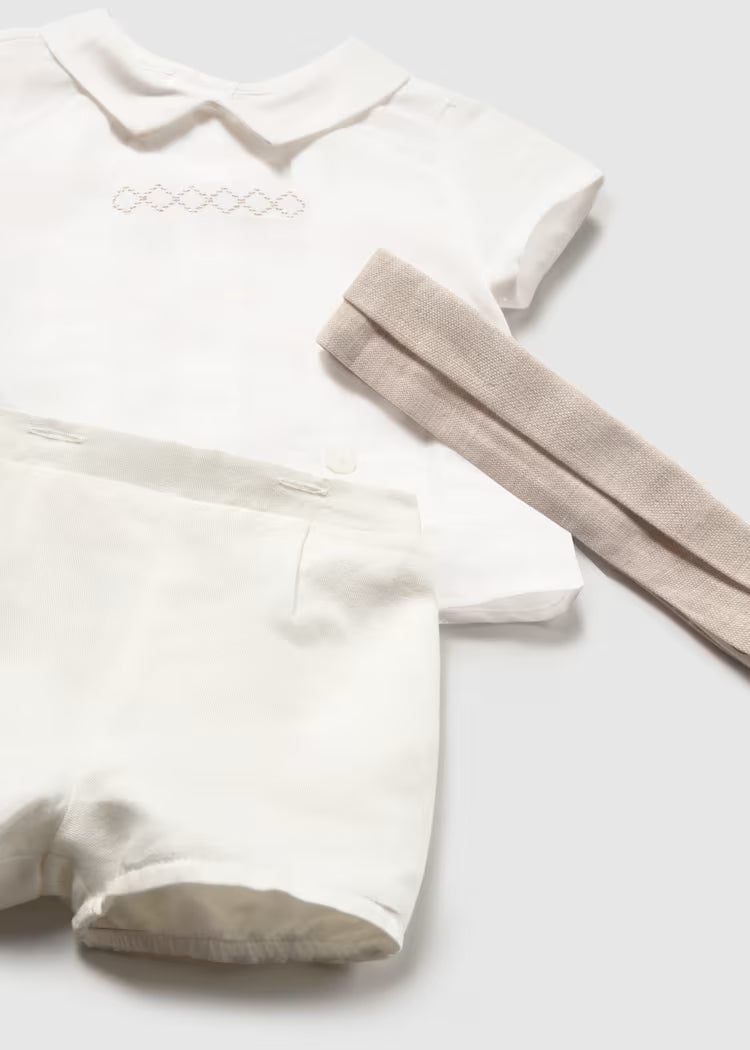 MAYORAL : Newborn Boy Dress Shorts and Shirt Set
