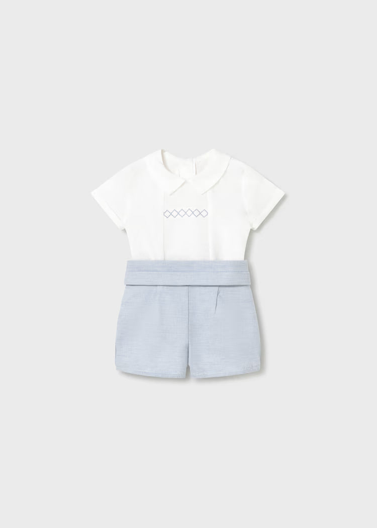 MAYORAL : Newborn Boy Dress Shorts and Shirt Set