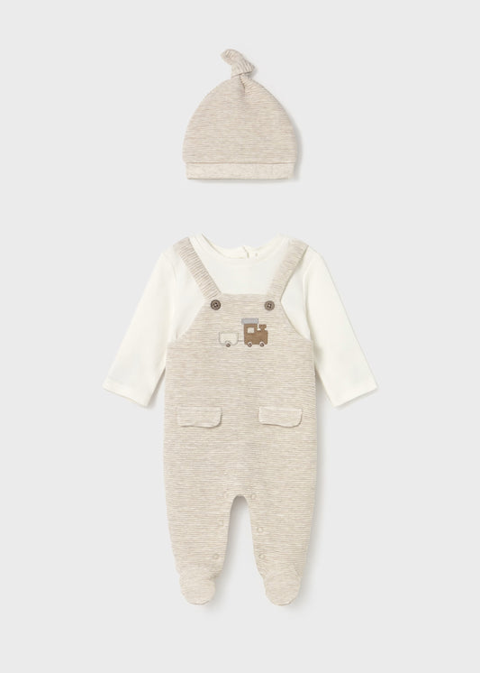 MAYORAL: NEWBORN BOY ONE PIECE WITH HAT