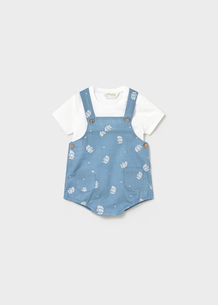 Mayoral: Newborn Boy Printed Dungaree with T-shirt Set