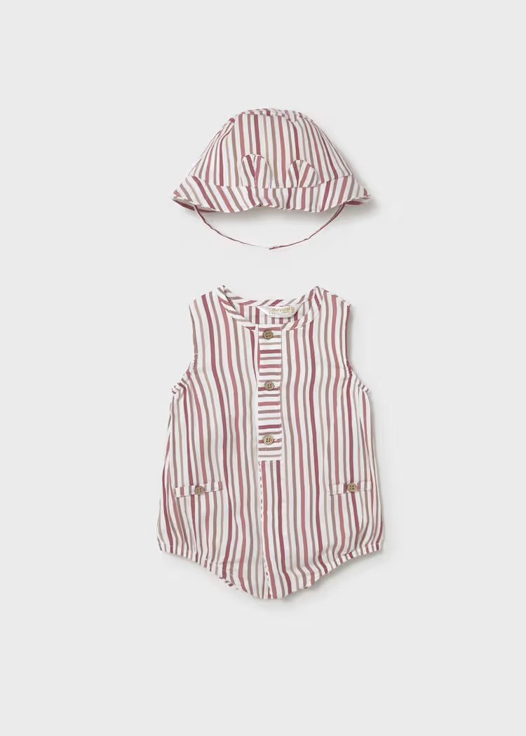 MAYORAL : Newborn Boy Printed Romper with Hat Set