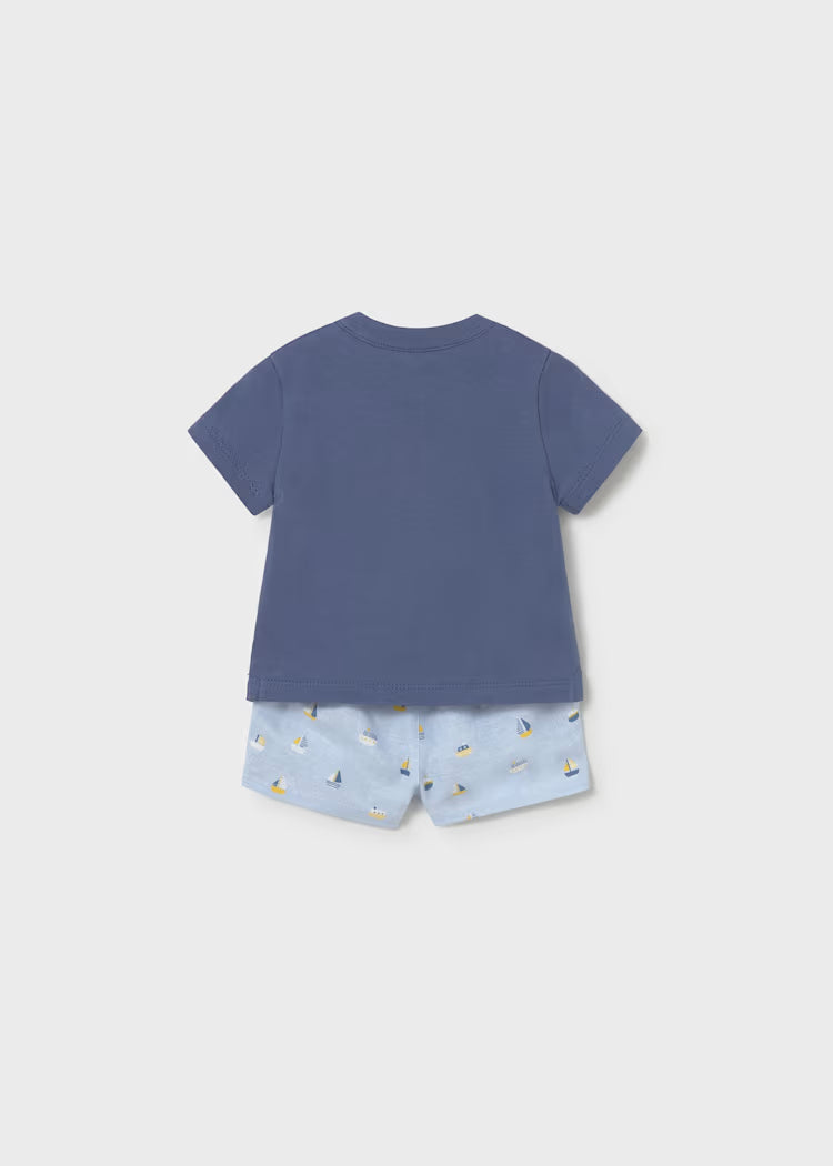 MAYORAL: Infant Boys Sailboat Printed Shorts and Navy Polo Set