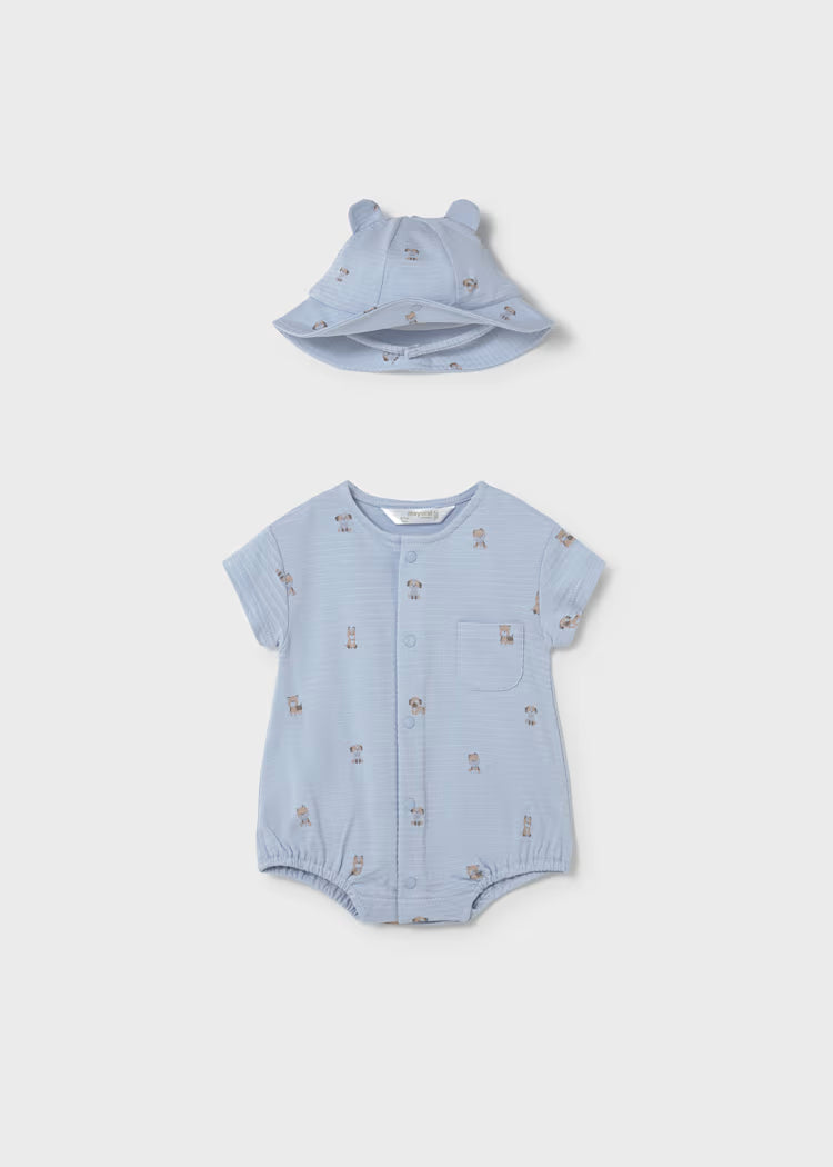Mayoral: Newborn Boy Romper and Hat Set