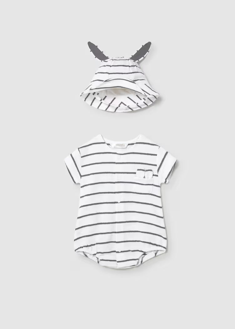 Mayoral: Newborn Boy Romper and Hat Set