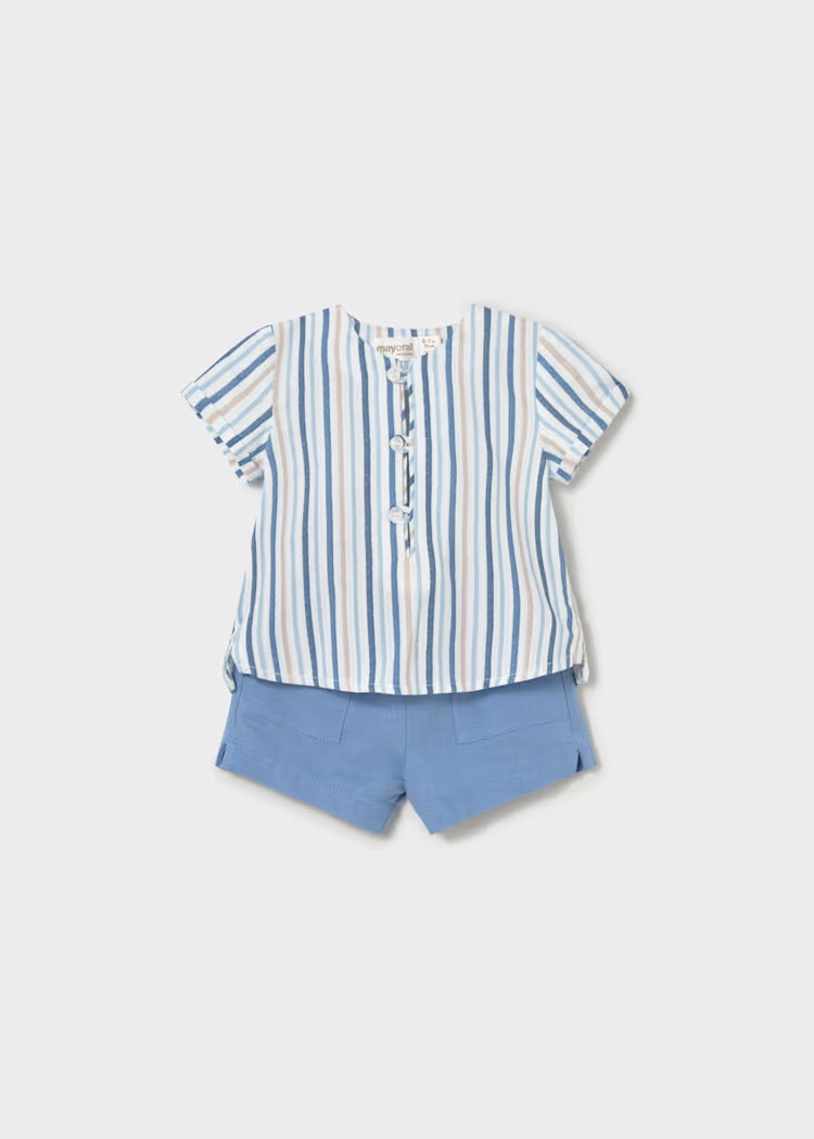 Mayoral: Newborn Boy Shorts and Striped Shirt Set