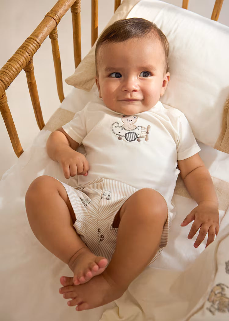 MAYORAL : Newborn Boy Shorts and Teddy Bear T-shirt Set
