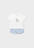 MAYORAL : Newborn Boy Shorts and Teddy Bear T-shirt Set