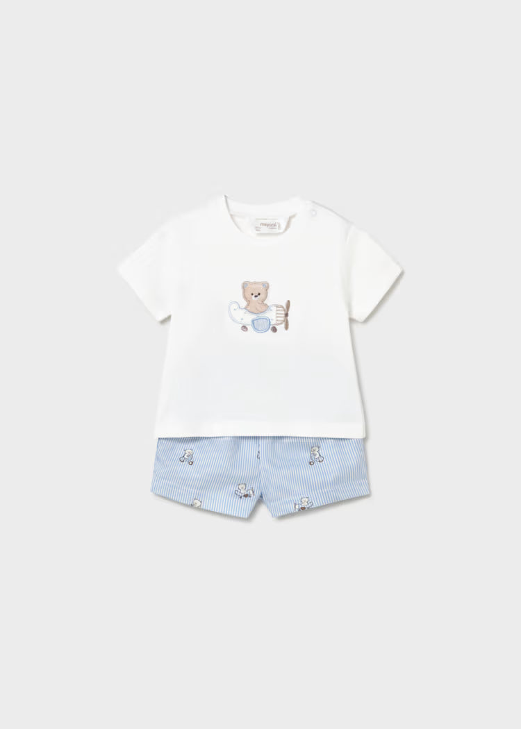 MAYORAL : Newborn Boy Shorts and Teddy Bear T-shirt Set