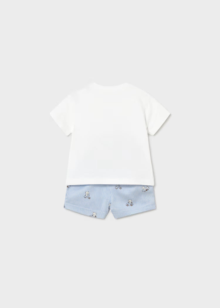 MAYORAL : Newborn Boy Shorts and Teddy Bear T-shirt Set