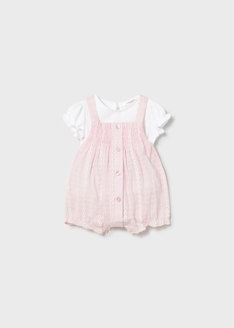 MAYORAL : Newborn Girl Dungaree and T-shirt Set