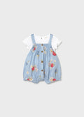 MAYORAL : Newborn Girl Dungaree and T-shirt Set