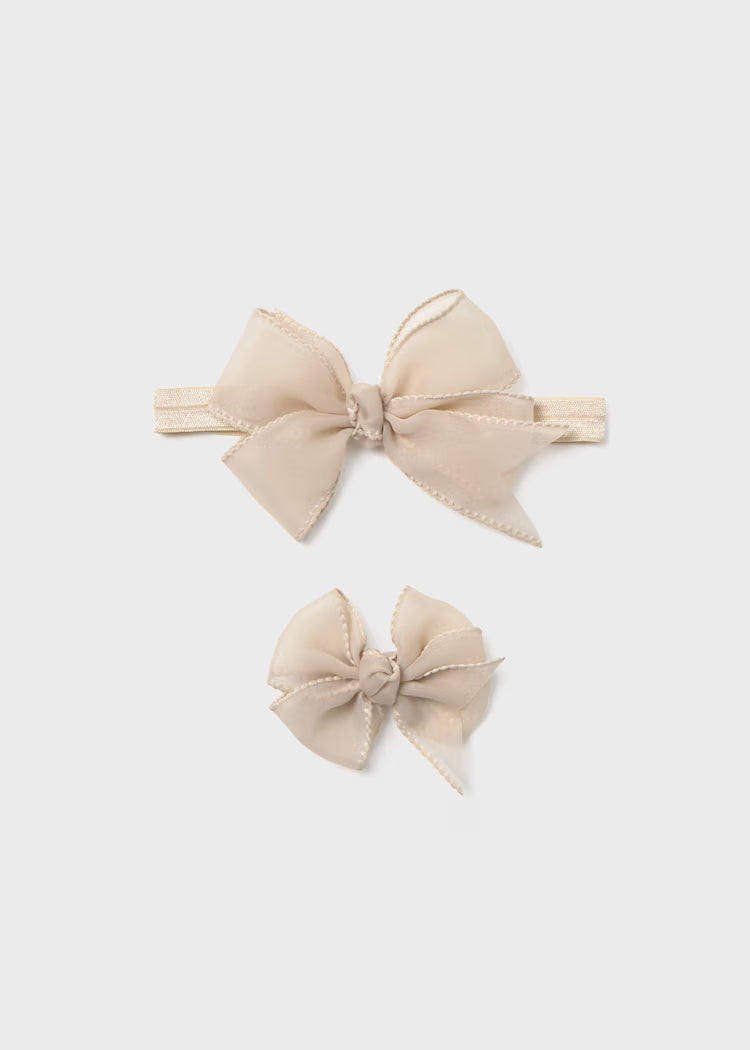 MAYORAL : Newborn Girl Headband and Hair Clip Set