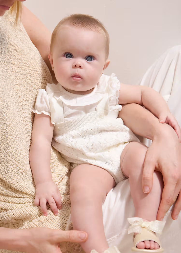 MAYORAL : Newborn Girl Knit Dungaree and Blouse Set