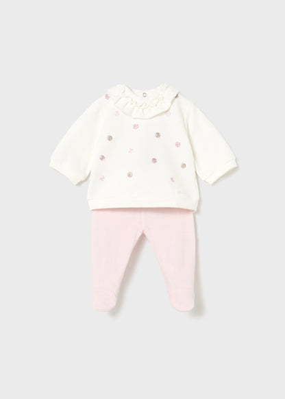 MAYORAL: NEWBORN GIRL PANTS AND SWEATSHIRT