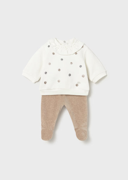 MAYORAL: NEWBORN GIRL PANTS AND SWEATSHIRT