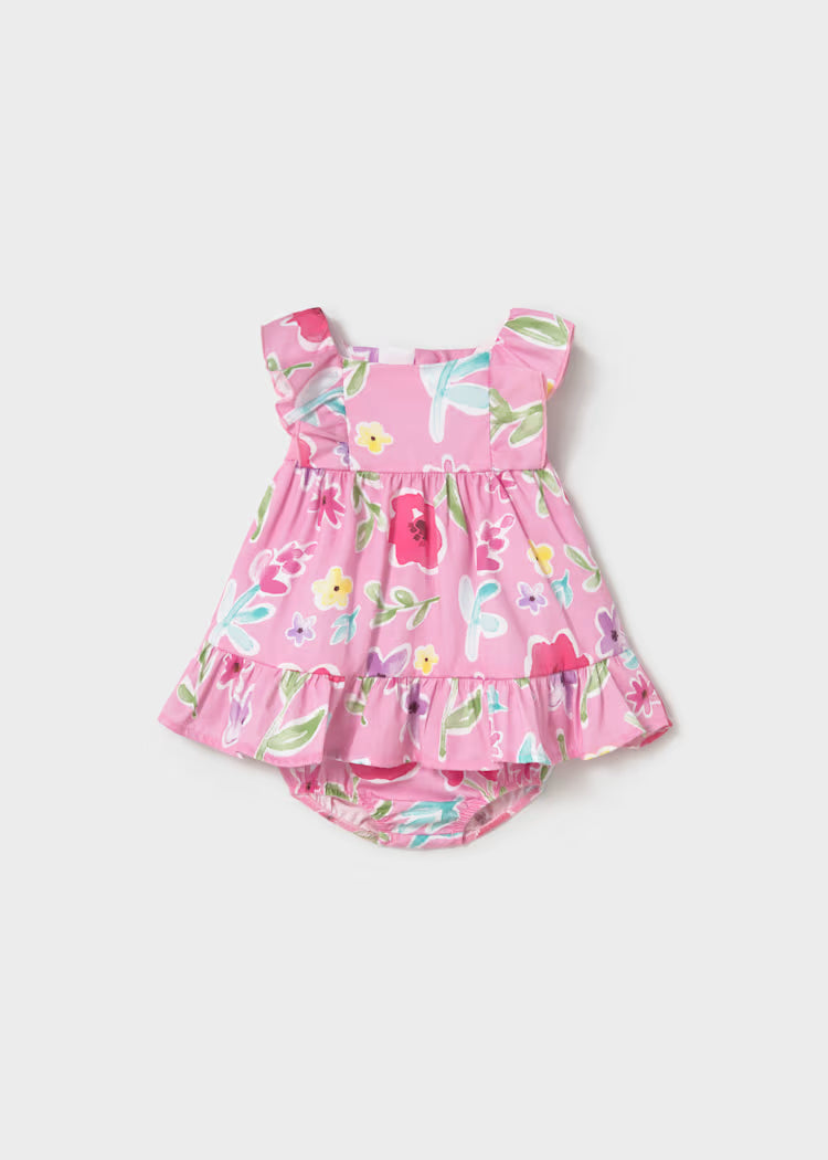 Mayoral:Newborn Girl Printed Dress with Bloomers
