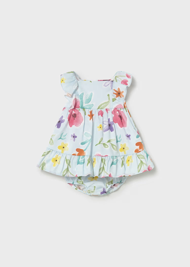 Mayoral:Newborn Girl Printed Dress with Bloomers