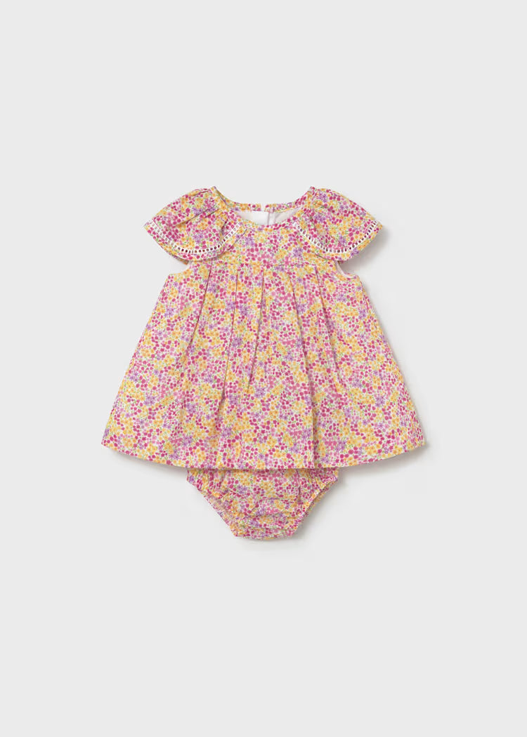MAYORAL : Newborn Girl Printed Dress with Bloomers