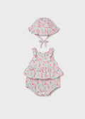Mayoral: Newborn Girl Printed Romper with Hat Set