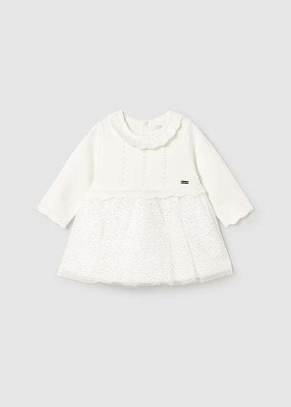 MAYORAL: NEWBORN GIRL TULLE AND KNIT DRESS