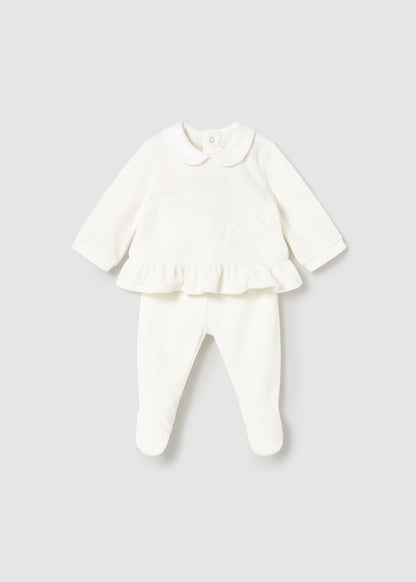 MAYORAL: NEWBORN GIRL VELOUR SET