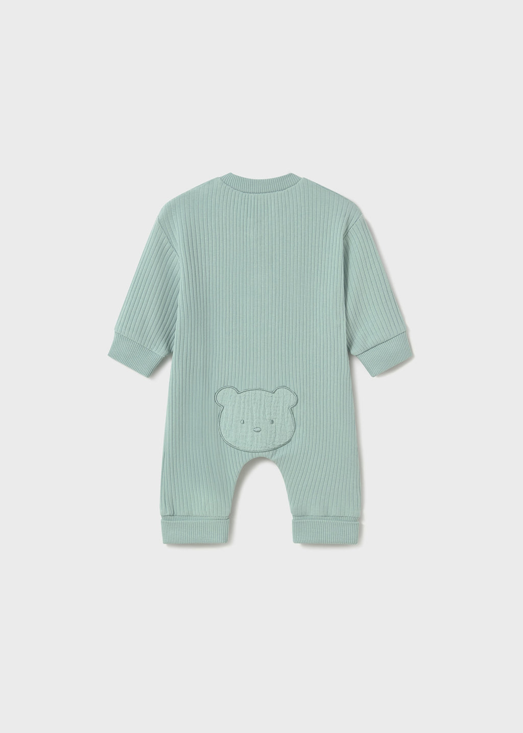 MAYORAL: NEWBORN LONG BUTTON FRONT ONESIE WITH BEAR DESIGN