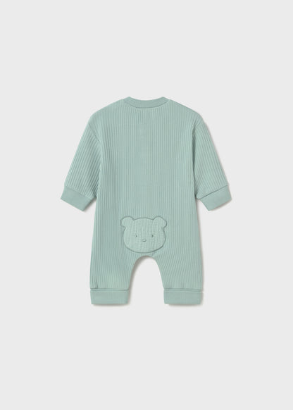 MAYORAL: NEWBORN LONG BUTTON FRONT ONESIE WITH BEAR DESIGN