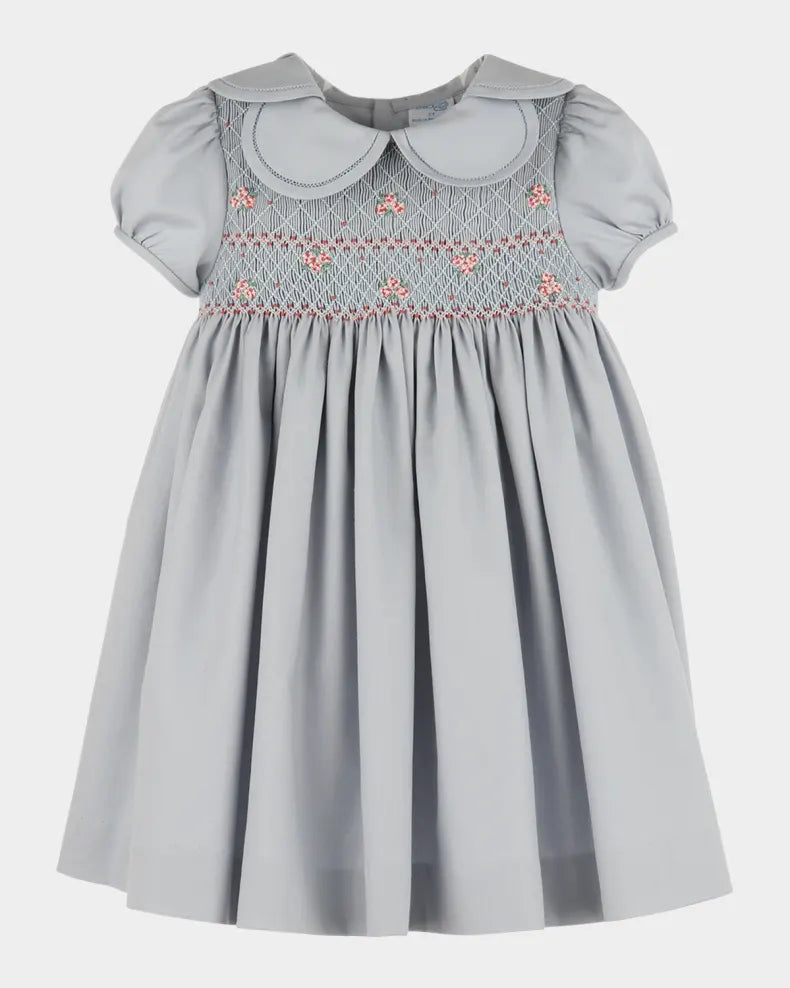 LULI AND ME: BLUE HYDRANGEAS SMOCK PETAL DRESS
