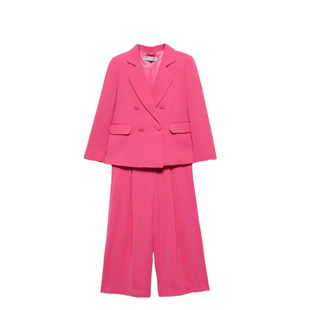 ABEL & LULA: Girls Crepe Hot Pink Pantsuit