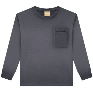 MILON: LONGSLEEVE DENIM TEE WITH POCKET