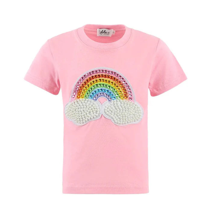 LOLA AND THE BOYS: PINK RAINBOW PEAR PATCH T-SHIRT