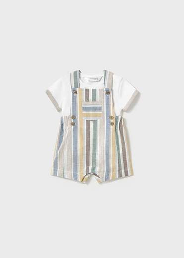 MAYORAL: INFANT BOYS MULTI STRIPE OVERALL with TEE