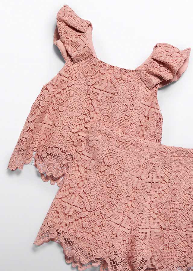 Abel & Lula : Girls Lace Short Set in Old Rose