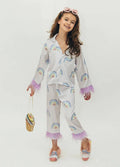 LOLA AND THE BOYS: RAINBOW FEATHER TRIMS SILK SET