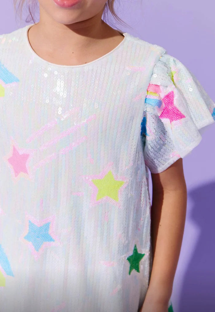 Lola and the Boys: Rainbow Shooting Star Sequin Dress