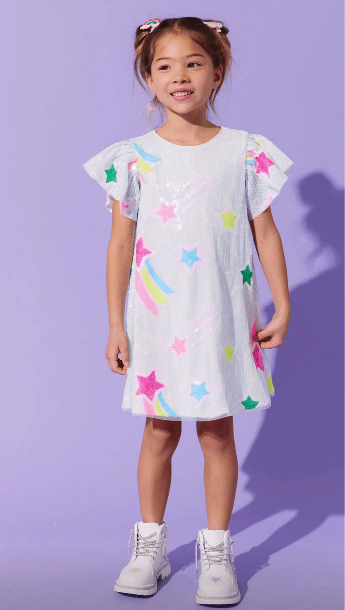 Lola and the Boys: Rainbow Shooting Star Sequin Dress