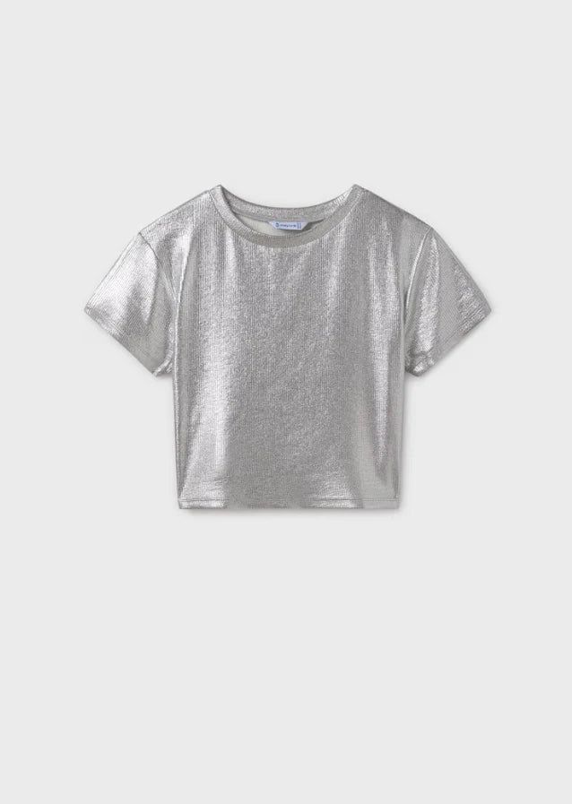 MAYORAL: GIRLS METALLIC RIBBED TEE