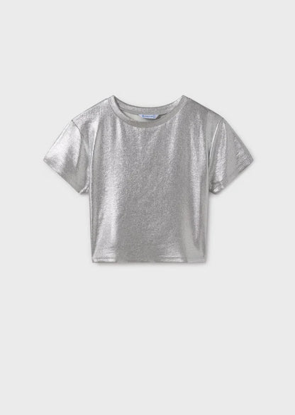 MAYORAL: GIRLS METALLIC RIBBED TEE