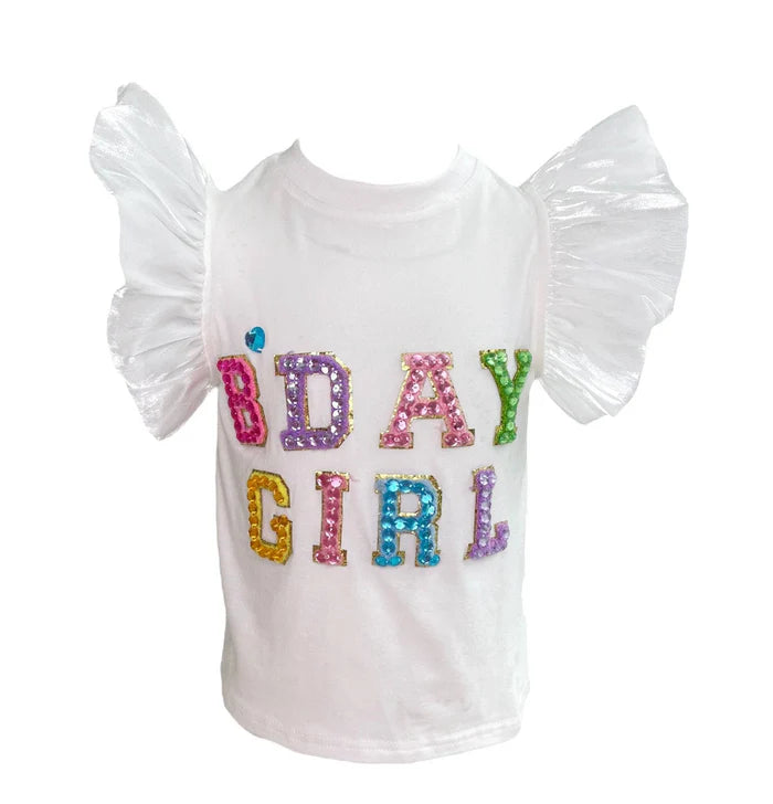 LOLA AND THE BOYS: BIRTHDAY GIRL GEM RUFFLE SHIRT