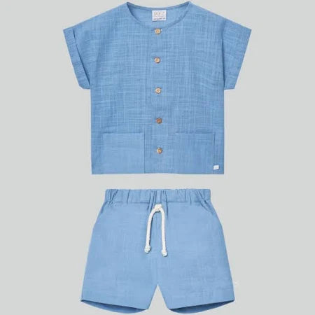 PAZ RODRIGUEZ: “POMBA” Sunset Blue Short Set